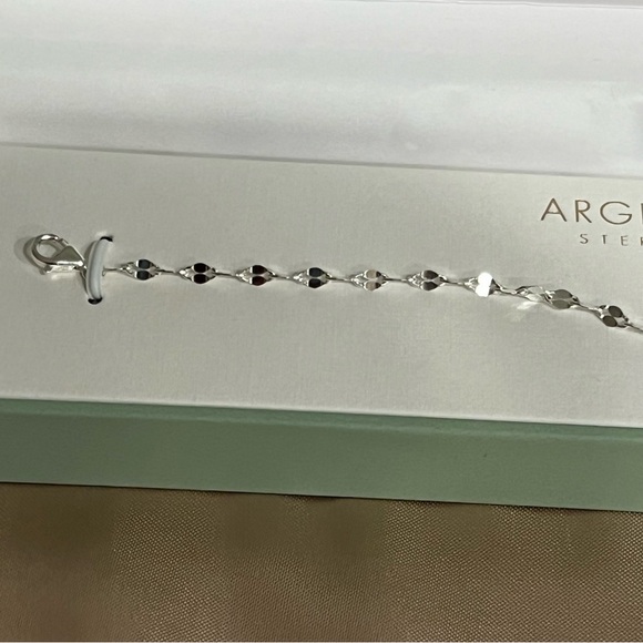 Argento Vivo Sterling Silver Disc Line Bracelet 7” NWB Dainty & Lightweight - Picture 9 of 10
